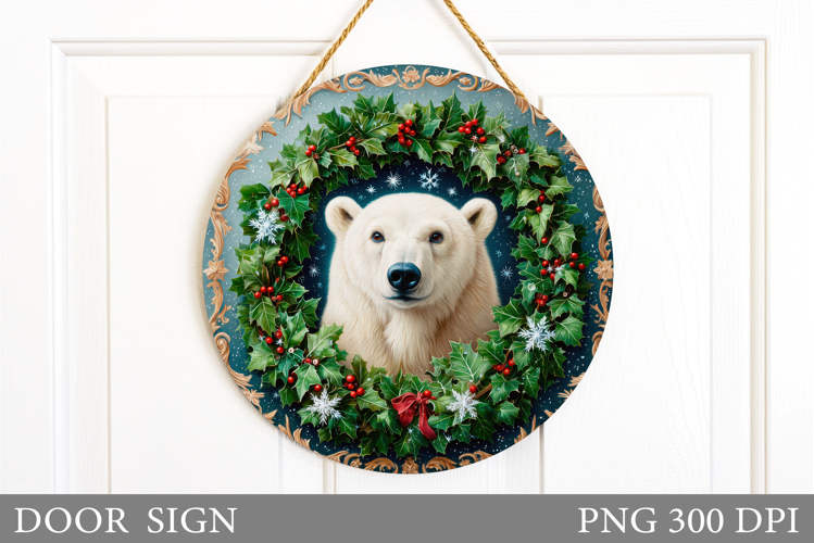 Polar Bear Door Sign Design. Christmas Door Sign Sublimation