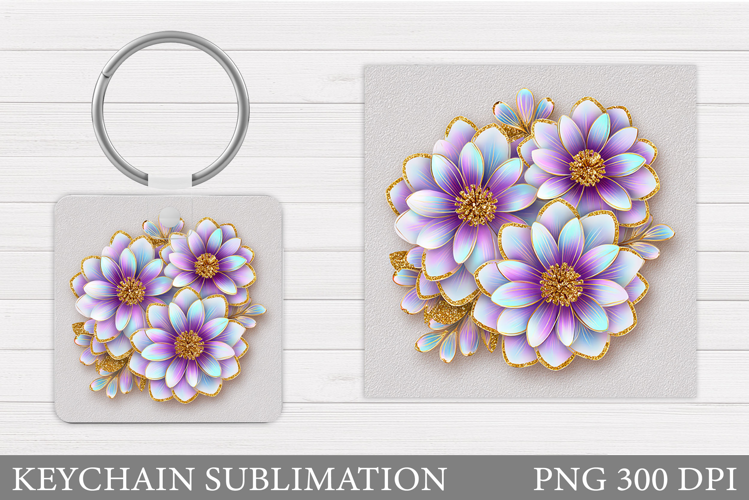 Flowers Keychain Design. Floral Keychain Sublimation