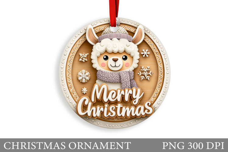 Cute Lama Christmas Ornament. Christmas Ornament Design example image 1