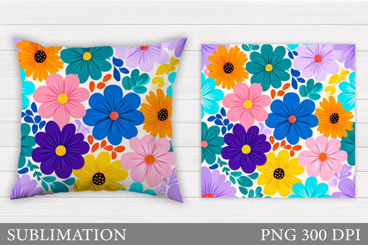 Flowers Pillow Design. Floral Pillow Sublimation