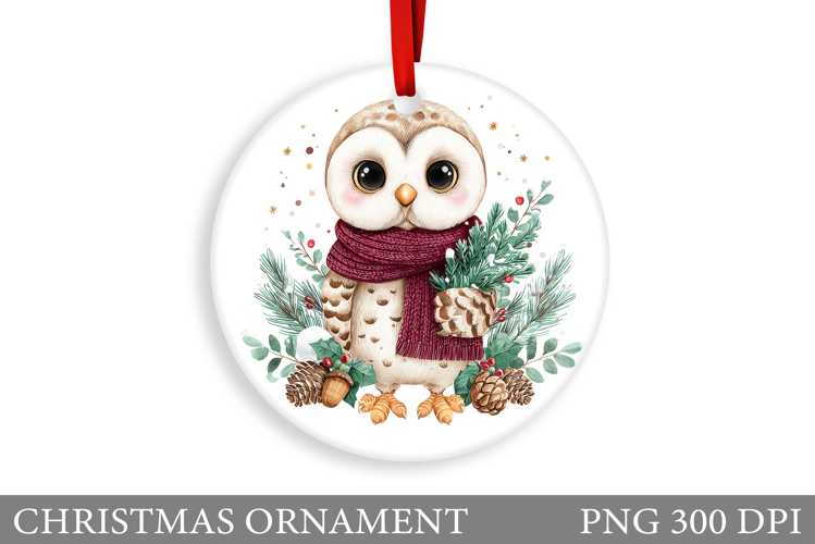 Christmas Owl Christmas Ornament. Christmas Owl Sublimation