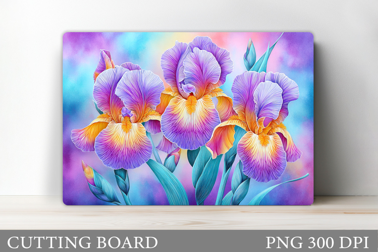 Irises Cutting Board Sublimation. Flowers Cutting Board