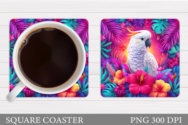 Parrot Square Coaster Design. Parrot Coaster Sublimation