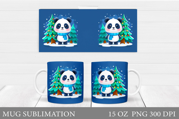 Christmas Panda Mug Design. Christmas Mug Sublimation