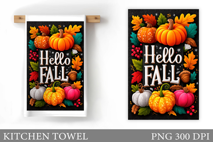Fall Pumpkin Kitchen Towel. Fall Kitchen Towel Sublimation