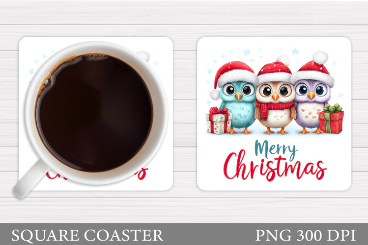 Cute Owl Coaster Design. Christmas Coaster Sublimation