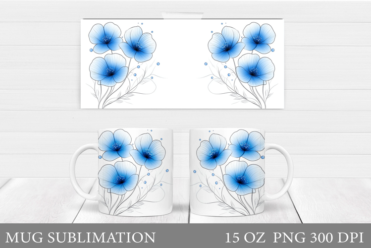 Floral Mug Sublimation. Flowers Mug Wrap Design