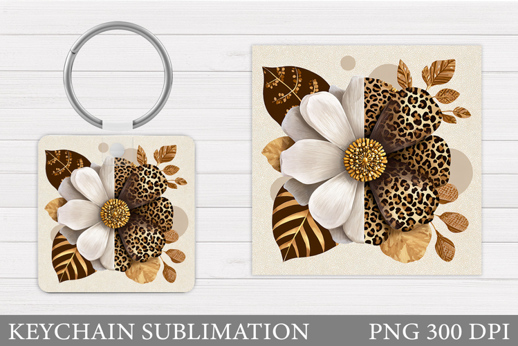 Flowers Keychain Sublimation. Floral Keychain Design