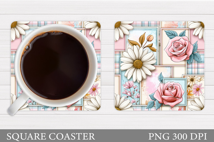 Floral Coaster Sublimation. Flowers Coaster Design
