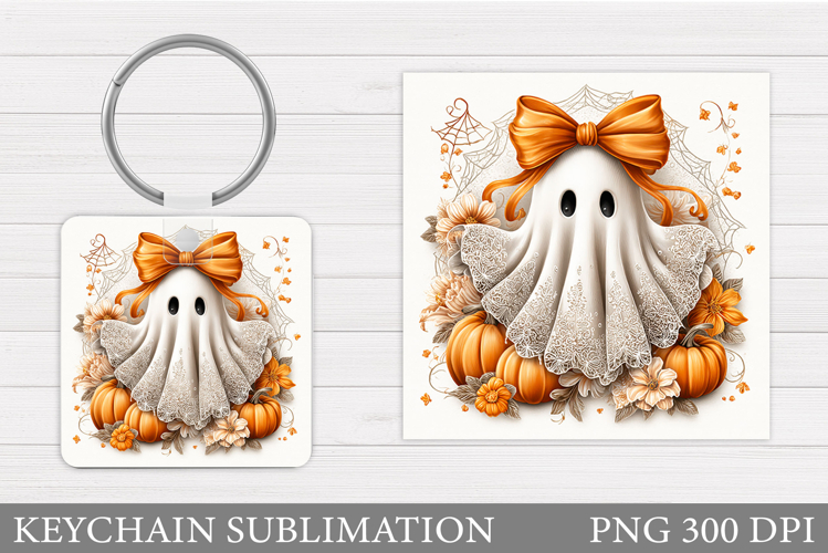 Halloween Ghost Keychain. Halloween Keychain Sublimation