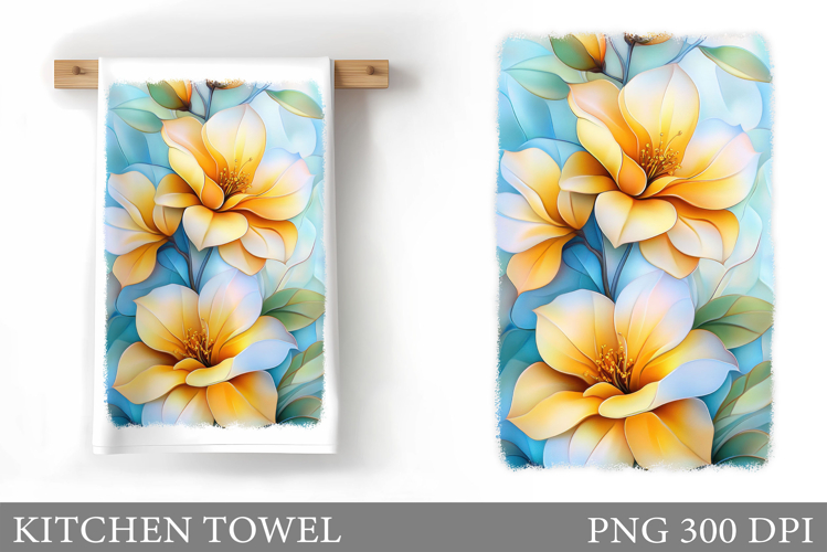 Flowers Kitchen Towel. Floral Kitchen Towel Design