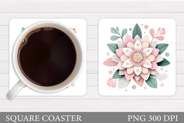Flower Coaster Design. Floral Coaster Sublimation