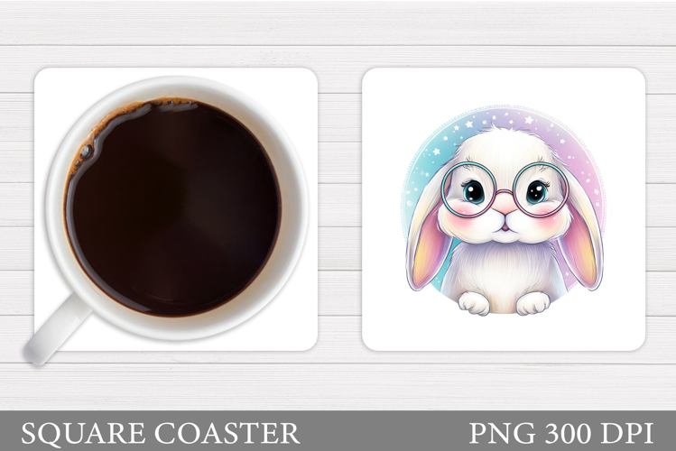 Cute Bunny Coaster Design. Cute Bunny Sublimation