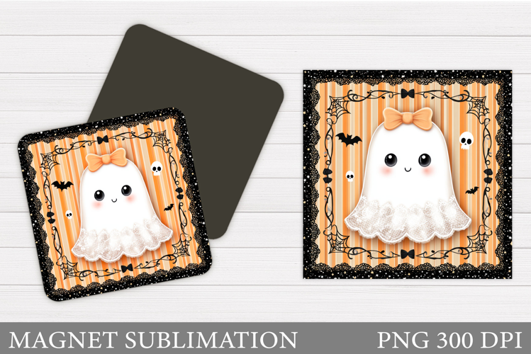 Cute Ghost Magnet Design. Halloween Magnet Sublimation