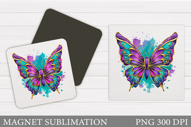 Butterfly Flowers Sublimation. Butterfly Magnet Sublimation example image 1