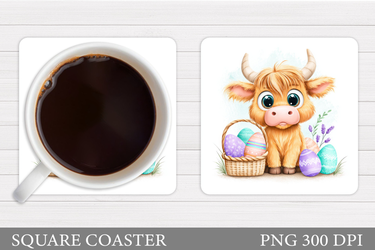 Easter Cow Coaster Design. Easter Cow Sublimation
