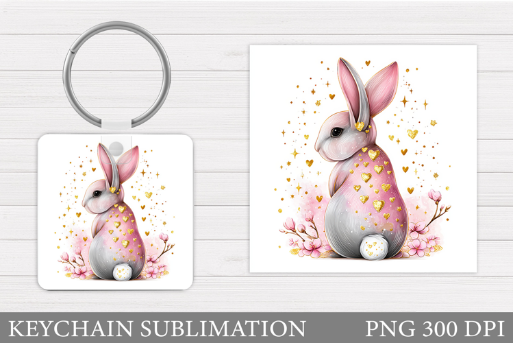 Cute Bunny Keychain. Spring Bunny Keychain Sublimation