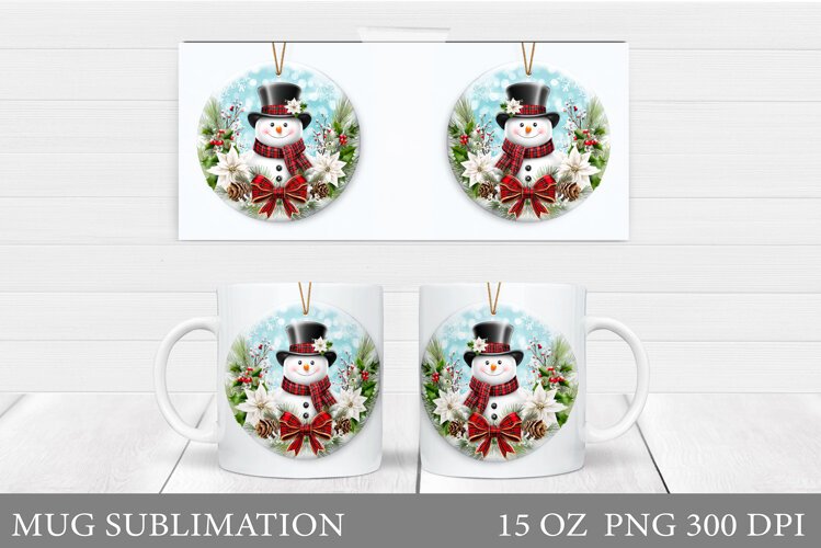 Snowman Mug Wrap Design. Christmas Mug Sublimation example image 1
