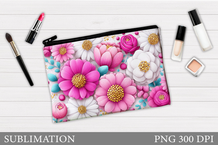 Flowers Makeup Bag Design. Flowers Makeup Pouch Sublimation