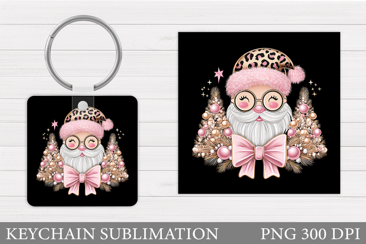 Cute Santa Claus Keychain. Christmas Keychain Sublimation