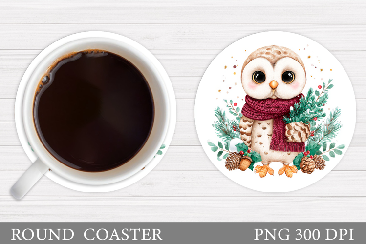 Christmas Owl Coaster Design. Christmas Coaster Sublimation