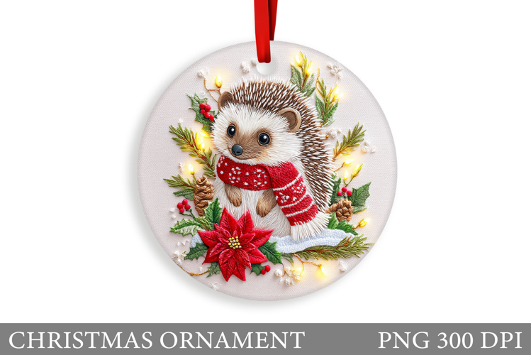 Cute Hedgehog Christmas Ornament. Cute Hedgehog Sublimation
