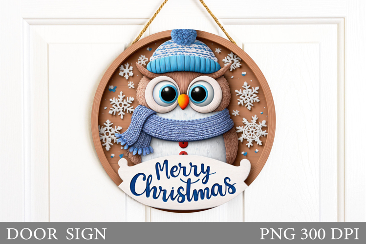 Christmas Owl Door Sign. Christmas Door Sign Sublimation
