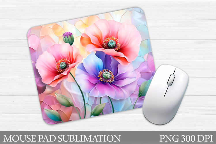 Poppies Mouse Pad Sublimation. Flowers Mouse Pad Design
