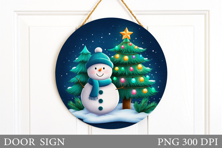 Christmas Snowman Door Sign. Christmas Door Sign Design
