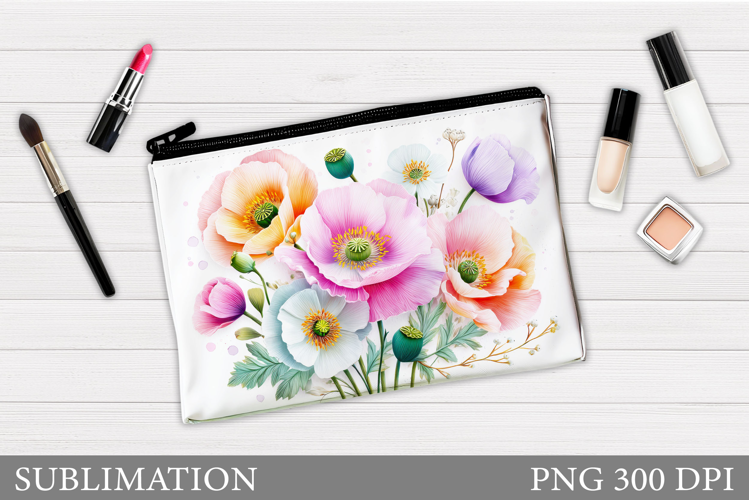 Floral Makeup Bag. Flowers Makeup Pouch Sublimation