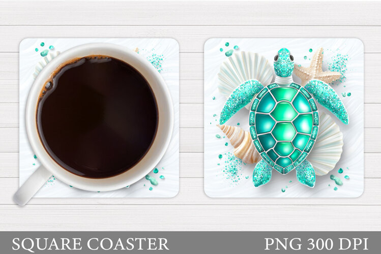 Sea Turtle Coaster Design. Turtle Coaster Sublimation example image 1