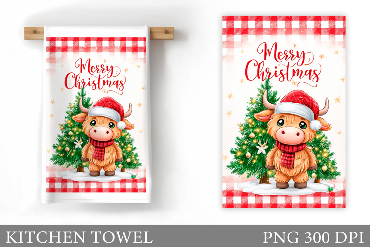 Christmas Cow Kitchen Towel. Christmas Kitchen Towel Design