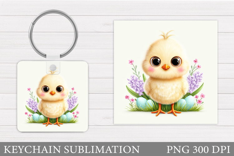 Easter Chick Keychain Sublimation. Easter Keychain Design
