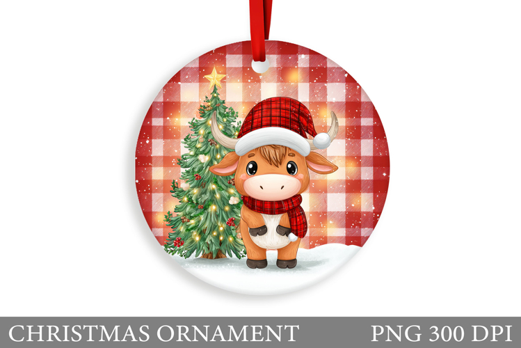 Highland Cow Christmas Ornament. Christmas Ornament Design