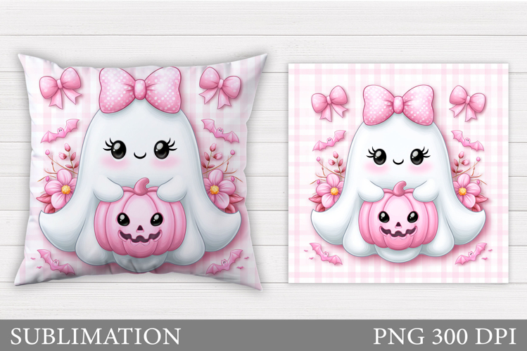 Cute Ghost Pillow Design. Halloween Pillow Sublimation