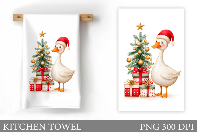 Christmas Goose Kitchen Towel. Christmas Kitchen Towel