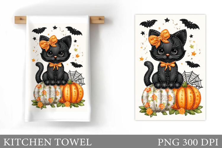 Halloween Cat Kitchen Towel. Halloween Kitchen Towel Design