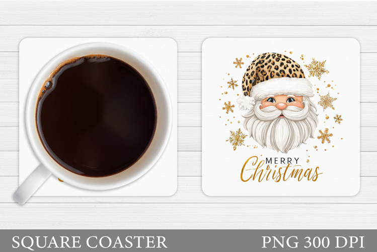 Cute Santa Coaster Sublimation. Santa Claus Coaster Design