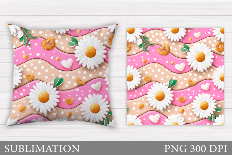 Daisy Flowers Pillow Design. Flowers Sublimation