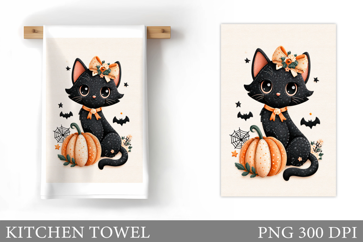 Halloween Cat Kitchen Towel. Halloween Kitchen Towel Design