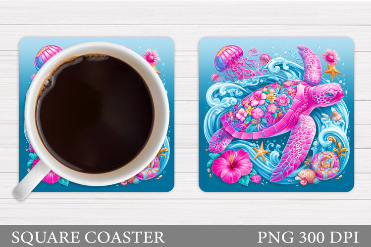 Sea Turtle Coaster Design. Sea Turtle Sublimation example image 1