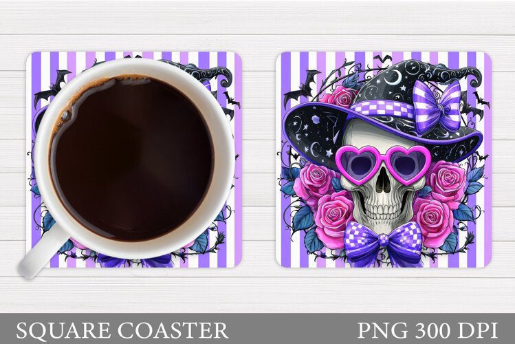 Skull Coaster Design. Halloween Coaster Sublimation example image 1