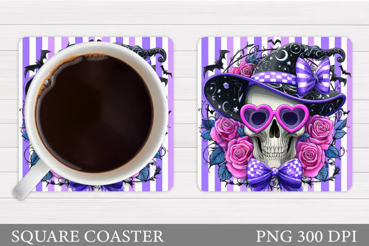 Skull Coaster Design. Halloween Coaster Sublimation