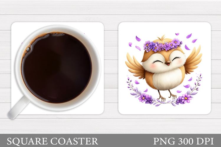 Cute Bird Coaster Design. Bird Sublimation