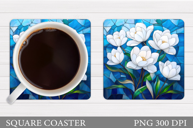 Flowers Coaster Sublimation. Floral Coaster Design