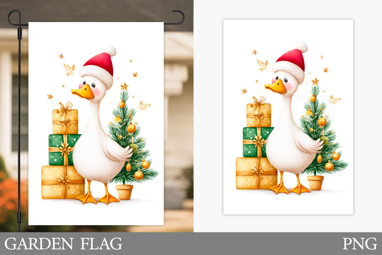 Christmas Goose Garden Flag. Christmas Garden Flag Design