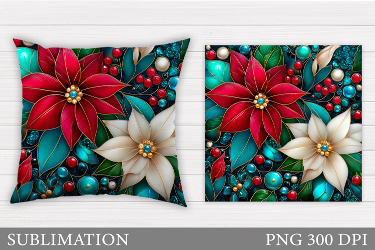 Poinsettia Pillow Sublimation. Flowers Pillow Design