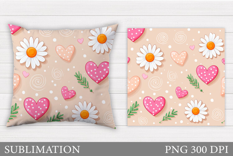Daisy Flowers Pillow Sublimation. Flowers Pillow Design example image 1