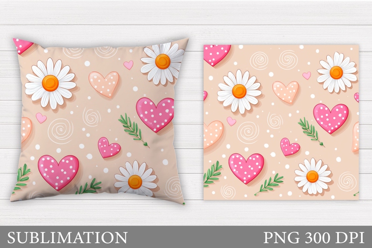 Daisy Flowers Pillow Sublimation. Flowers Pillow Design
