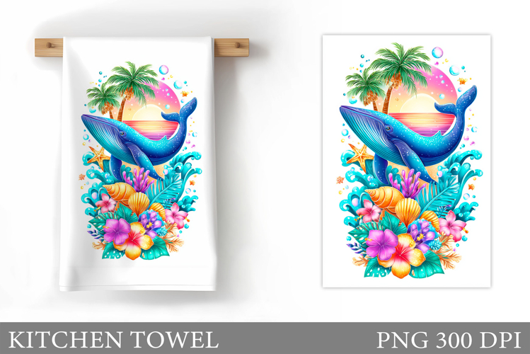 Whale Kitchen Towel Design. Whale Sublimation